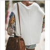 Chiffon Print Patchwork Knitting Round Neck Blouses