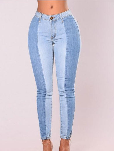 Colorblock Patchwork Slim Trend Casual Jeans