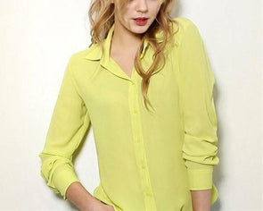 Chiffon Solid Color Square Collar Single-breasted Shirt