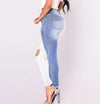 Colorblock Patchwork High Waist Casual Slim Jeans