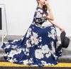 Chiffon V-neck Short Sleeve Floral Plus Size Maxi Dresses