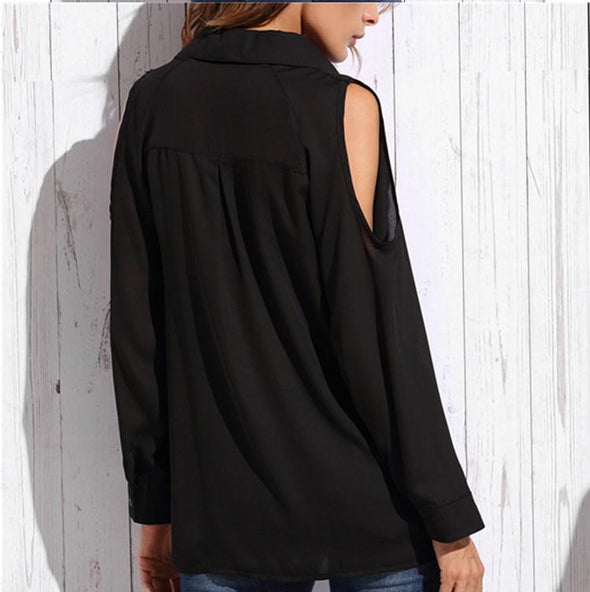 Chiffon Solid Color Single-breasted Long Sleeve Shirt