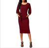 Chiffon Bandage 3/4  Sleeve Round Neck Bodycon Dresses