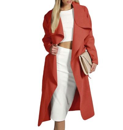 Cotton Solid Color Long Casual Lapel Coats