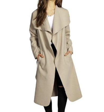 Cotton Solid Color Long Casual Lapel Coats