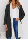 Colorblock Hit Color Knee Length Simple Long Coats