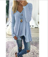 Casual Knitting V-Neck Long Sleeve Blouses