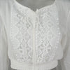 Cotton Patchwork Lace Round Neck Long Sleeve Blouses