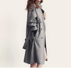 Check Lapel Bandage Knee Length Casual Coats