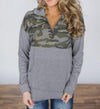 Camouflage Print Long Sleeve Zipper Lapel Hoodies