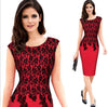 Applique Lace Patchwork Round Neck Sleeveless Bodycon Dresses