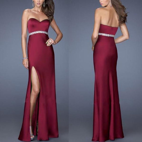 Sleeveless Off Shoulder Pure Color Evening Dresses