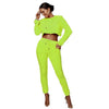 2022 Autumn New Women Set Solid Two Piece Outfits Set Hooded Crop Top and Pants Tracksuits