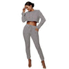 2022 Autumn New Women Set Solid Two Piece Outfits Set Hooded Crop Top and Pants Tracksuits