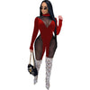 New Sexy Mesh Spliced Autumn Winter Women Jumpsuit Night Club Crew Neck Long Sleeve Pleated Bandage High Waist One Piece Overall