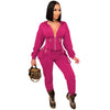 Solid Casual Two Piece Set Winter New Long Sleeve Women Set Outfits Fashion Sexy Hooded Overalls Long Pants Set Tracksuit