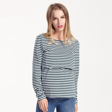 Maternity T-shirt  Striped Long Sleeve For Elegant Women