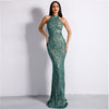 Sexy High Neck Sleeveless Glitter Retro Dresses Women Maxi Party Elegant Dress