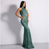 Sexy High Neck Sleeveless Glitter Retro Dresses Women Maxi Party Elegant Dress