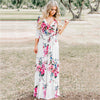 Sexy Deep V Neck Beach Casual Half Sleeve Boho Printed Women Long Maxi Dresses