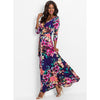 Sexy Deep V Neck Beach Casual Half Sleeve Boho Printed Women Long Maxi Dresses