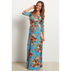 Sexy Deep V Neck Beach Casual Half Sleeve Boho Printed Women Long Maxi Dresses