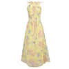 Floral Flowers Printed Halter Dress Sexy With Belt Maxi Dress