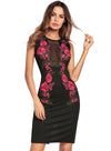 Women Hollow Out  Tunic Embroidery Print Sexy Tank Bodycon Dress