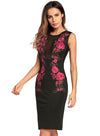 Women Hollow Out  Tunic Embroidery Print Sexy Tank Bodycon Dress