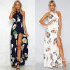 Floral Backless High Split Tie Waist Cutout Maxi Dress