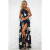 Floral Backless High Split Tie Waist Cutout Maxi Dress