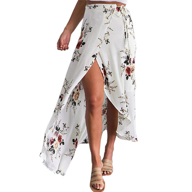 Bohemian Floral Print  Ankle-length Natural Summer Casual Half Skirt
