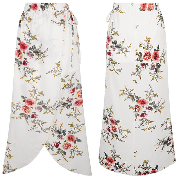 Bohemian Floral Print  Ankle-length Natural Summer Casual Half Skirt