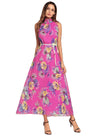 Boho Halter Floral Print Off Shoulder With Belt Casual Maxi Dresses