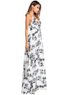 Boho Sexy Deep V Floral Print Backless Chiffon Maxi Dress