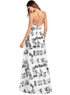 Boho Sexy Deep V Floral Print Backless Chiffon Maxi Dress