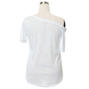 Women Shoulder Off  White Solid  Top Tee