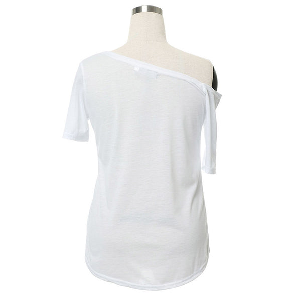 Women Shoulder Off  White Solid  Top Tee