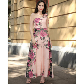 2022 V Neck Floral Print Vintage Ladies Boho Dress Sleeveless Maxi Dresses