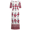 Boho Floral Prints Off Shoulder Split Slash Neck Maxi Dress