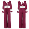 Women Sexy V-neck Lace Stitching Jumpsuits