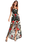 Women Floral Print Embroidery Long Dress