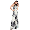 Women  Boho Floral Print Backless Beach Strapless Sexy Long Dress