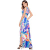 2022 Summer Floral Print Long Beach Dress Sexy Backless V Neck Split Dresses