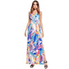 2022 Summer Floral Print Long Beach Dress Sexy Backless V Neck Split Dresses