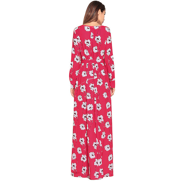 2022 Summer Deep V Floral Print Sexy Maxi Dress