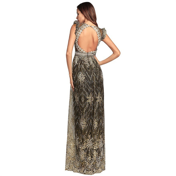 Women Summer Backless  Elegant Floral Print Long Dress