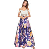 Sexy Hollow Out Strapless Backless Floral Print Zip Long Elegant Evening Dress