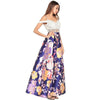 Sexy Hollow Out Strapless Backless Floral Print Zip Long Elegant Evening Dress