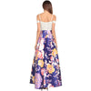 Sexy Hollow Out Strapless Backless Floral Print Zip Long Elegant Evening Dress